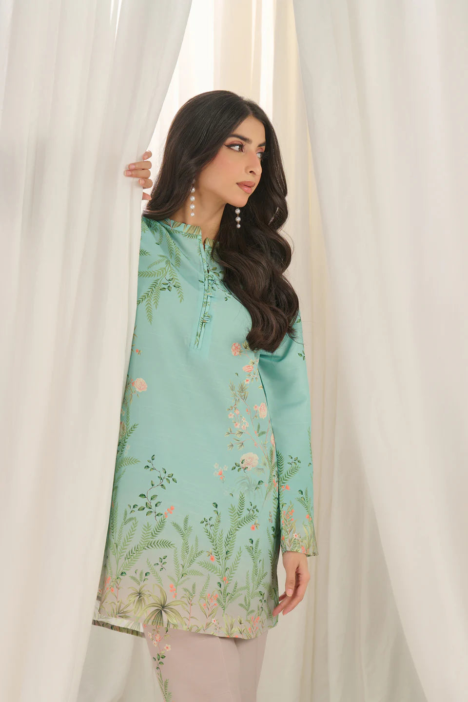 Teal Bloom Kurta Set with Dupatta for Women