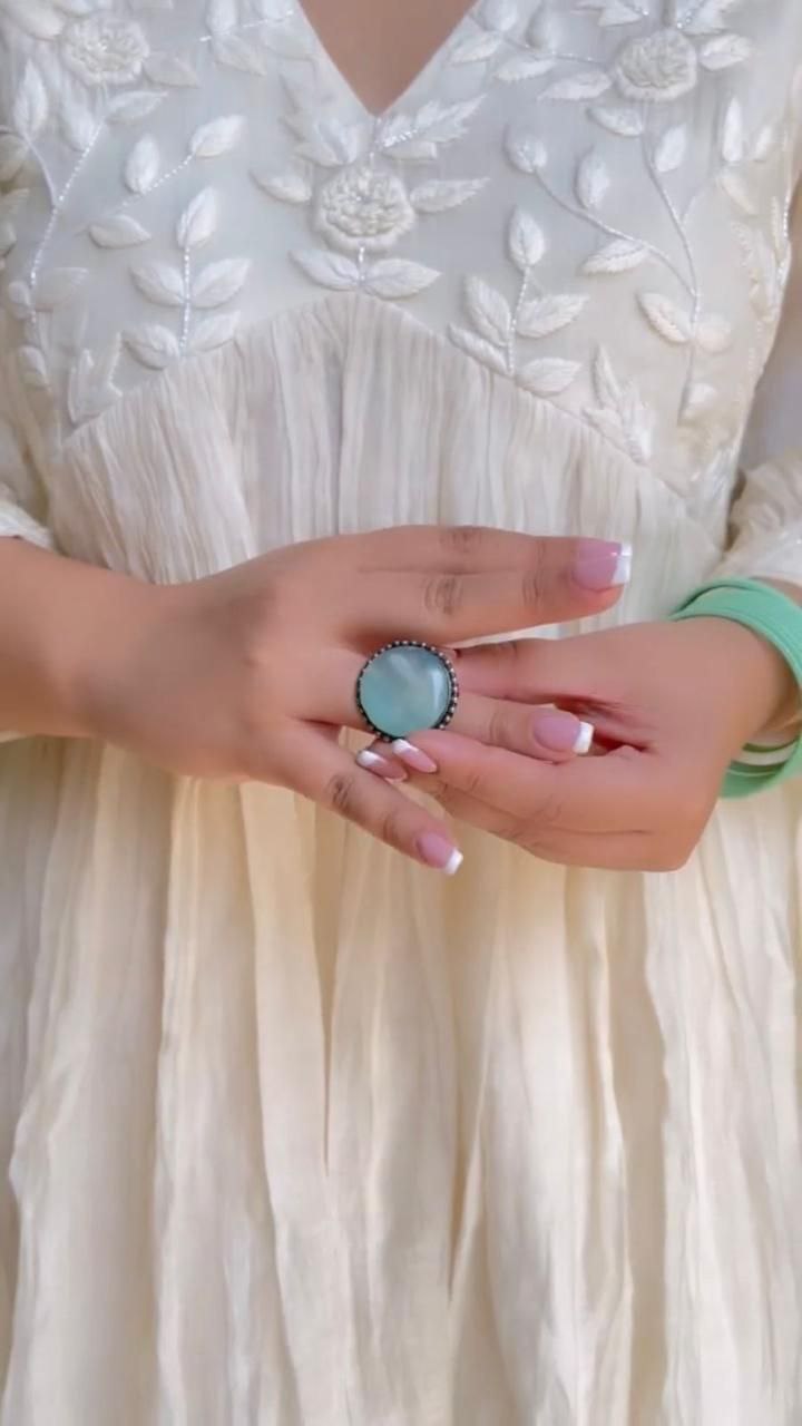 Focus on Style: Flowy White V-Neck Anarkali Dress