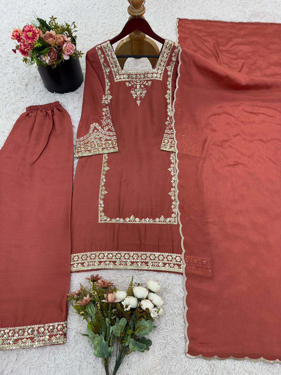 Regal Embroidered Tussar Silk Suit