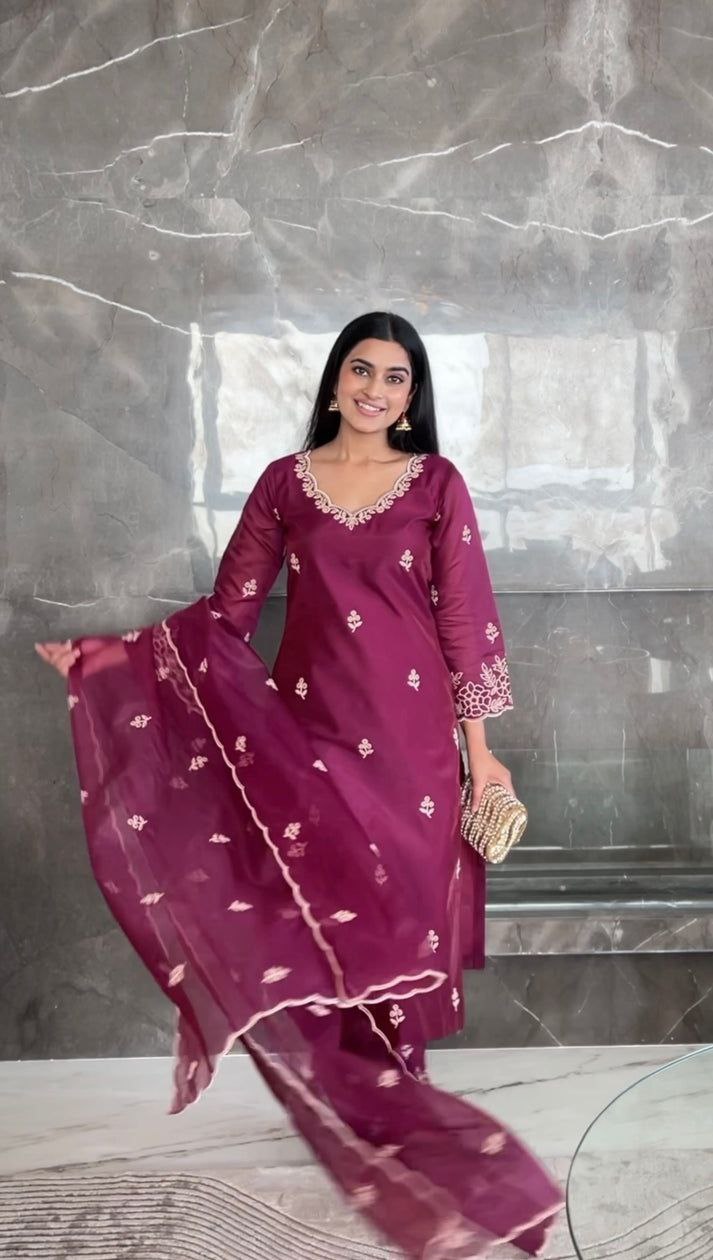 Elegant Embroidered Punjabi Suit Set with Dupatta