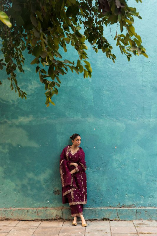 Hand-Embroidered Chanderi Silk Kurta Set