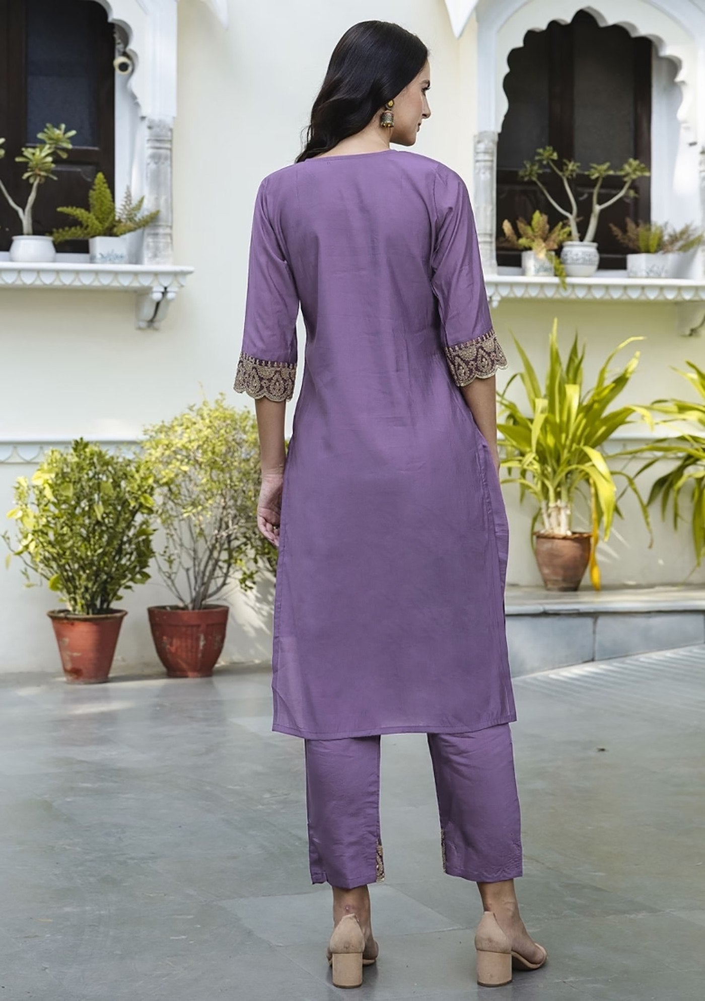 Purple Embroidered Salwar Suit Set