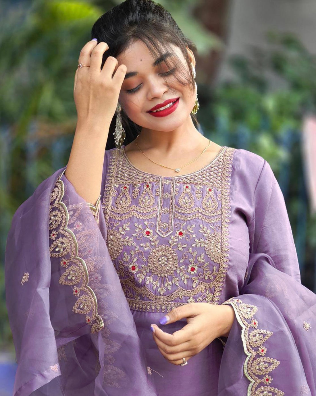 Purple Embroidered Salwar Suit Set