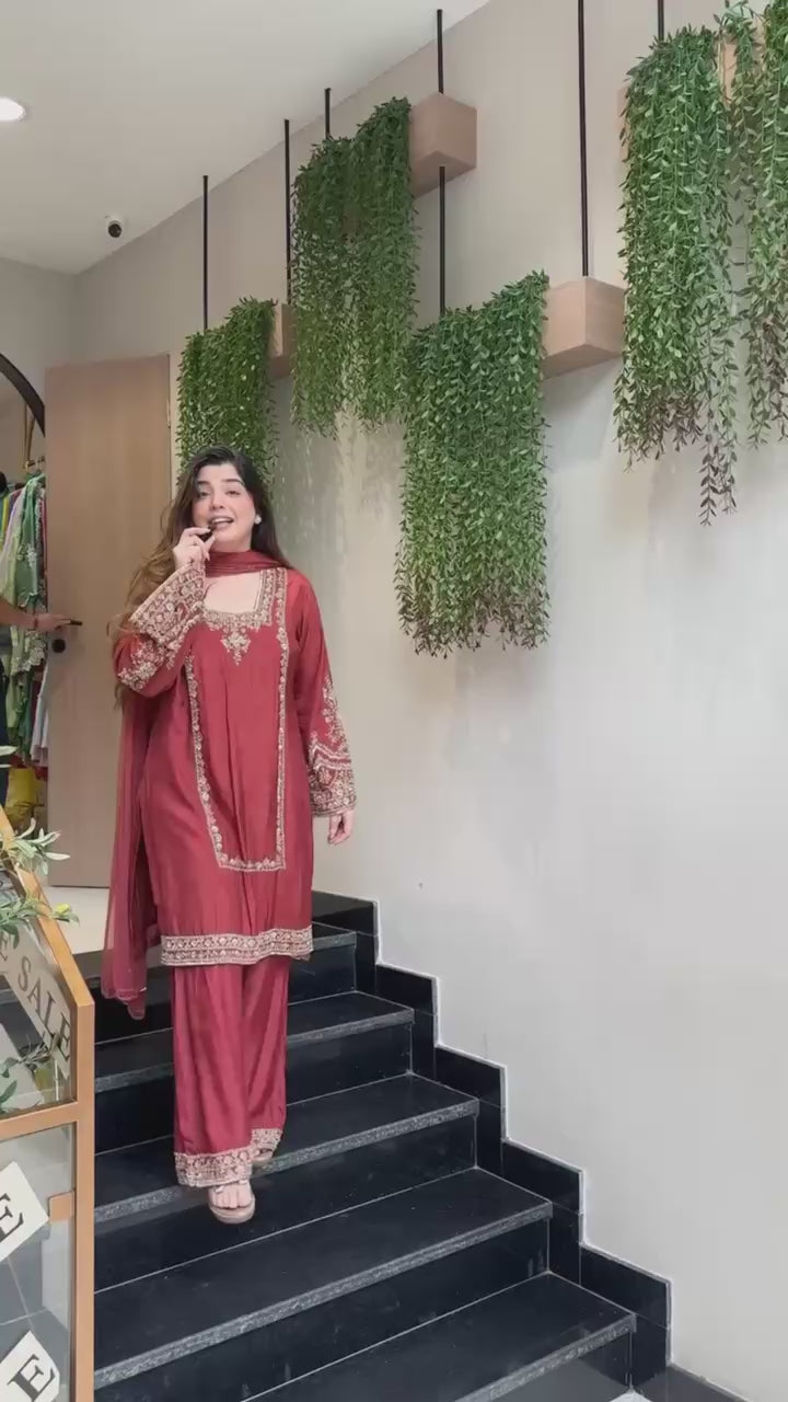 Regal Embroidered Tussar Silk Suit