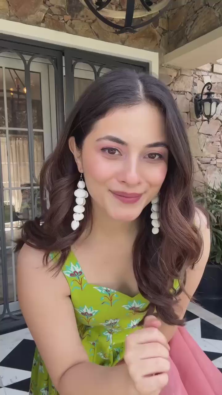 Organza/Chanderi Pink Short Anarkali with Gota Patti Skirt